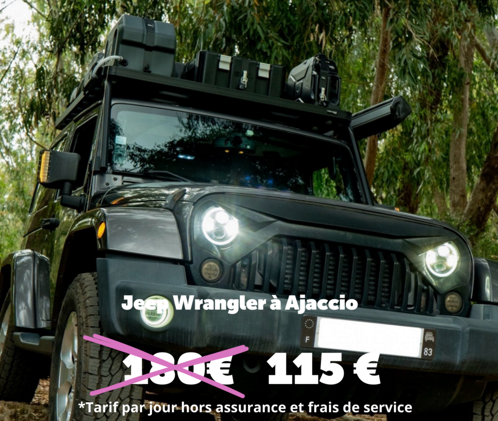 Louer Jeep Wrangler 4x4 avec tente de toit à Ajaccio